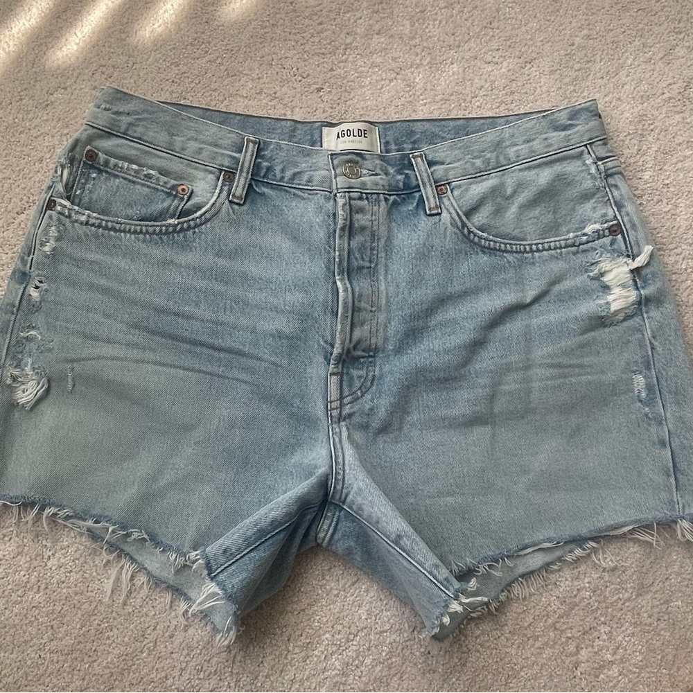 Agolde light wash jean shorts